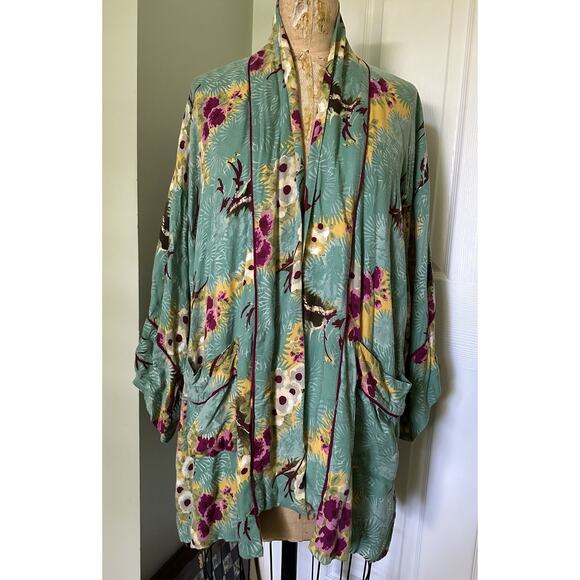 FLOREAT Loved By Anthropologie Women's Floral Rayon Kimono Jacket Size XS/S - Picture 5 of 16